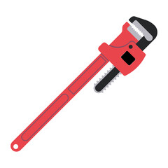 Adjustable Pipe Wrench Repair Tool for Heavy-Duty Plumbing and Industrial Maintenance, Vector Flat Illustration Design