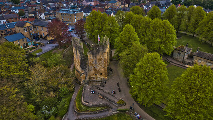 Aerial View of Historic Castle and Town in Knaresborough, Yorkshire