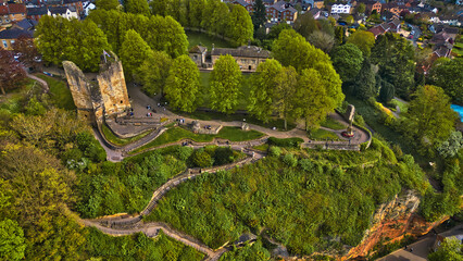 Aerial Castle and Green Landscape in Knaresborough, Yorkshire
