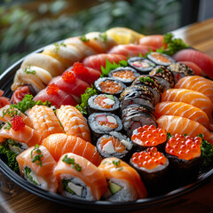 Plate of Assorted Sushi Rolls