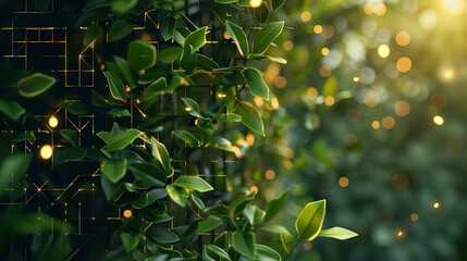 A green bush with leaves that are illuminated by the sun