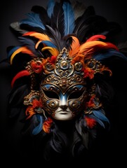 Feathered Mask Portrays Carnival Splendor