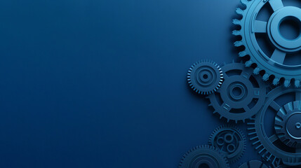 A blue background with a series of gears on it