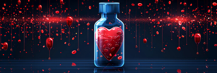 Jar with donor blood. World Blood Donor Day.