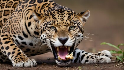 A Jaguar With Its Jaws Locked Onto The Throat Of I  2