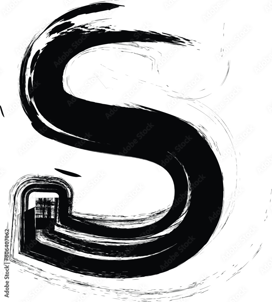 Poster textured font with an eroded rough letterpress print texture. unique design font. letter s