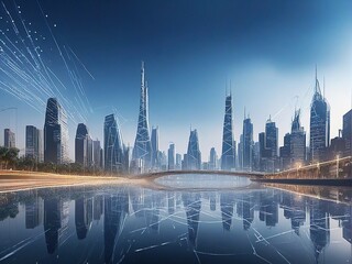 Obraz premium city skyline at night