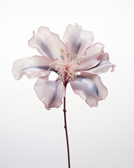 Hyperrealistic one flower on white background, macro