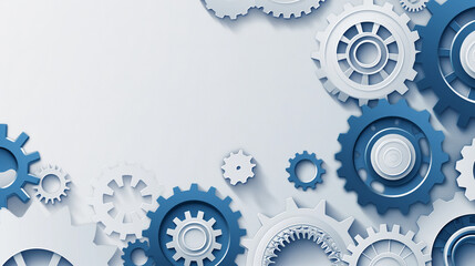 A blue and white background with many gears on it