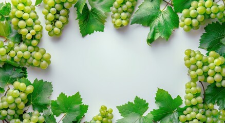 Fototapeta premium Bunch of Green Grapes on White Surface