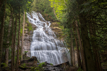 Bridal Veils Park near Chilliwack, British Columbia, Canada. The name of the park comes from the waterfall as it's smooth rock is said to create a "veil like" effect from the falling water. 