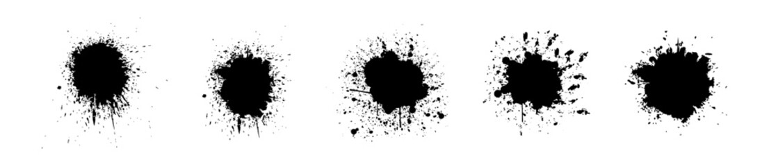 Paint splash vector set. Ink splatter silhouette collection.