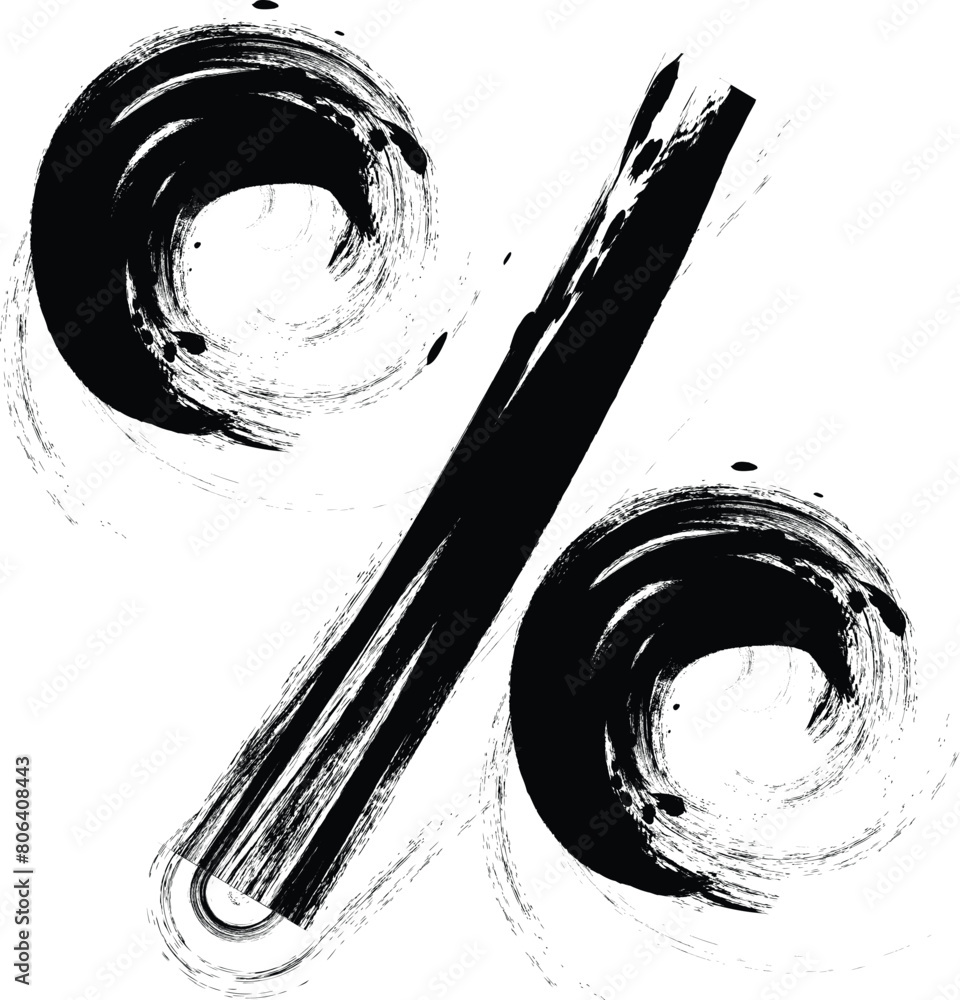 Poster textured font with an eroded rough letterpress print texture. unique design font. percent symbol