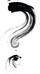 Textured font with an eroded rough letterpress print texture. Unique design font. Question Mark Symbol