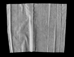 White tissues, disposable wet wipes isolated on black, clipping	