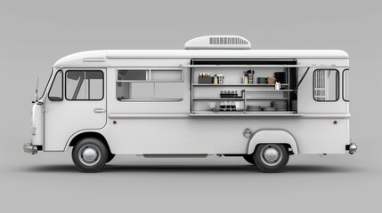 Isolated White Food Truck for Street Food Business
