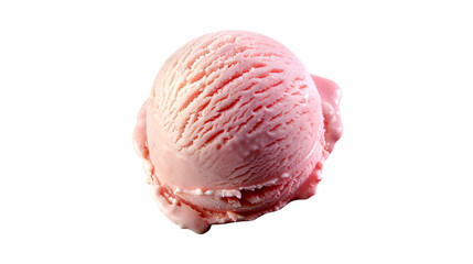 Strawberry ice cream scoop on a transparent background. Generative AI