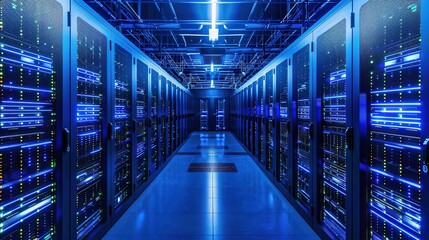 Rack Server on server room Data center, server room security, data center server, web host warehouse data server cabinets network storage database.