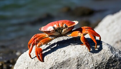 A Crab Climbing A Pile Of Rocks  2