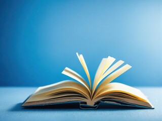 Fototapeta premium open book on blue background