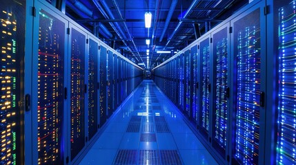 Rack Server on server room Data center, server room security, data center server, web host warehouse data server cabinets network storage database.