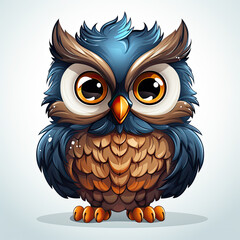 Fototapeta premium Watercolor Frostbite owl, clipart Illustration, Generative Ai