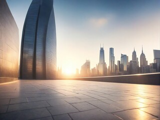 city skyline at sunset