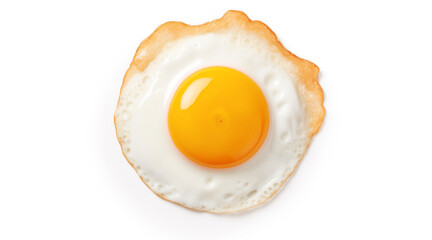 Fried egg isolated on white background. Top view