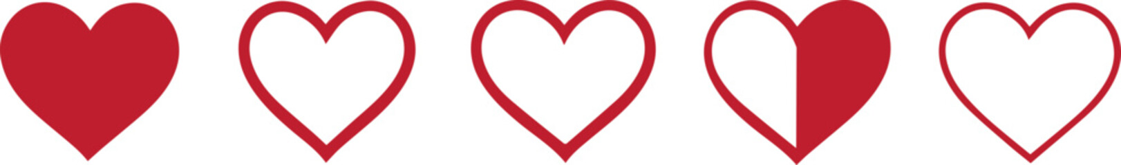 Heart, love, romance or valentine's day red heart. Heart vector icons. Red heart love symbols isolated vector.
