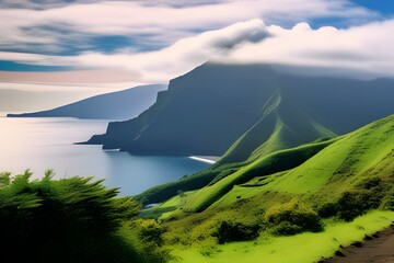 Mountain landscape Ponta Delgada island, Azores Portugal
