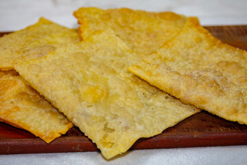 Traditional heart of palm fair pastry highlighted