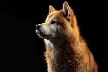 Mystic portrait of Akita, Isolated on black background