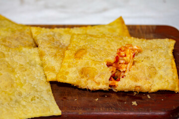 Traditional heart of palm fair pastry highlighted