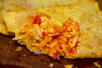 Traditional heart of palm fair pastry highlighted