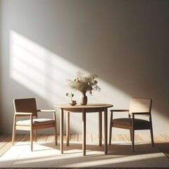 
living room interior with two chair