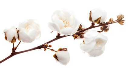 Cotton flower isolated on white background, clipping path, full depth of field
