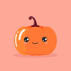 Obraz premium A cartoon pumpkin with a smile on its face. The pumpkin is orange and has a stem