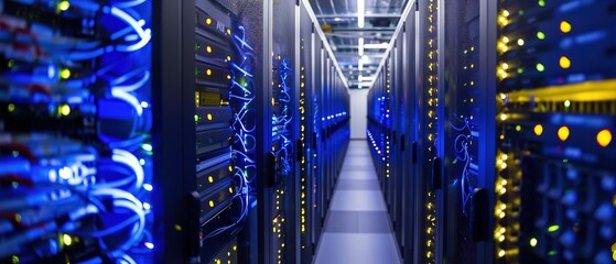 Obraz premium Data Center Server Room, fiber optic, data center server, data center cloud, data center construction, data center abstract, data center server,