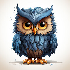Fototapeta premium Watercolor Frostbite owl, clipart Illustration, Generative Ai