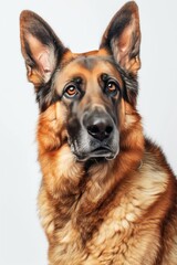 Mystic portrait of German Shepherd, copy space on right side, Close-up View,  Isolated on white background