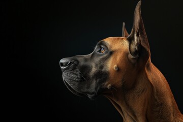 Mystic portrait of Great Dane, Isolated on black background