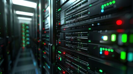 Naklejka premium Data Center Server Room, fiber optic, data center server, data center cloud, data center construction, data center abstract, data center server,