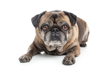 Fototapeta premium Mystic portrait of Pug, full body shot, fIsolated on white background