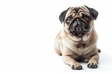 Obraz premium Mystic portrait of Pug, full body shot, full body View, Isolated on white background