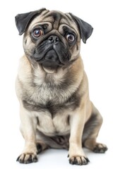 Mystic portrait of Pug, full body View, Isolated on white background
