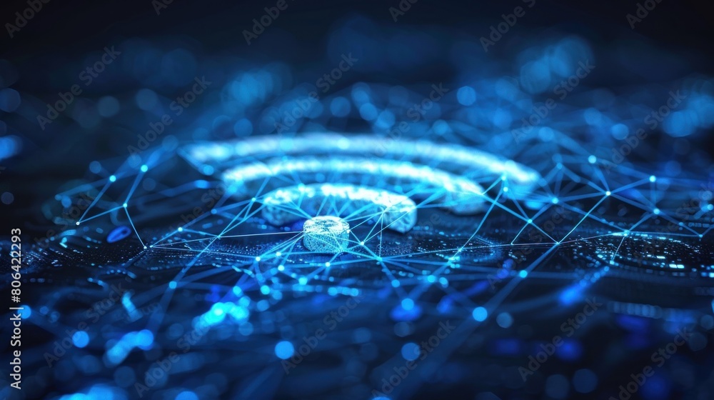 Poster sparse elements of design accentuate the prominence of a network icon, embodying the essence of digi