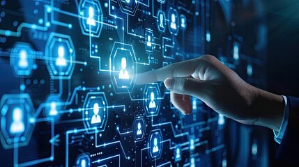 Businessman with global structure customer network technology, Customer Relationship Management,