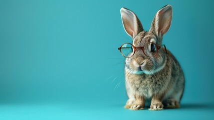 Charming Rabbit with Glasses in Studio Setup - Perfect for Text