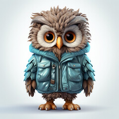 Fototapeta premium Watercolor Frostbite owl, clipart Illustration, Generative Ai