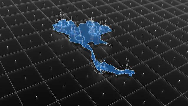 Thailand blue map big data visualization. Futuristic infographic map. Information aesthetics. Complex visual data. Complex data graphic visualization. 3D render illustration.